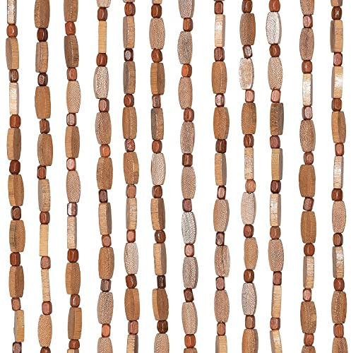 Osunnus Handmade Bamboo Beaded Curtain for Doorway 35.5 x 75 Inches 52 Strands Hanging Door Beads Hippie Curtain for Bedroom Living Room Boho Rustic Home Store Decor, Brown