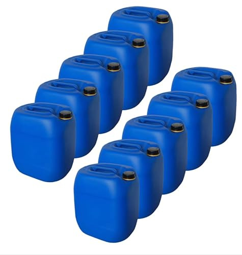 kanister-vertrieb® 10 Stück 30 L Kanister Wasserkanister Kunststoffkanister blau DIN61 + Etiketten