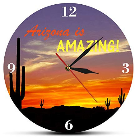 Relojes de pared, reloj de pared Arizona es increíble grande Saguaro Cactus moderno reloj de pared desierto cactus reloj de pared decoración del hogar suroeste arte de pared recuerdo cuarzo silencioso