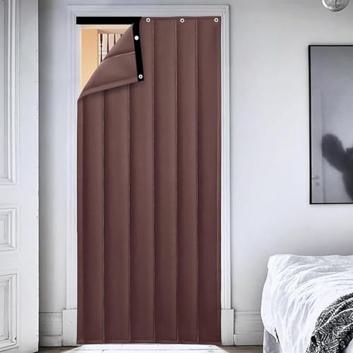 SePkus PU Leather Soundproof Curtains Noise Cancelling Thermal Insulation Drapes Blackout Room Dividers, Doorway for Front Door Bedroom Privacy Panel Interior Temporary Cover (Brown 150cmx210cm)