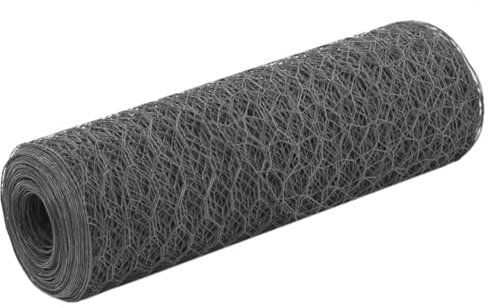 FENLAX Drahtzaun Stahl mit PVC-Beschichtung 25x0,5 m Grau Maschendrahtzaun für Garten Kleintierzaun Gartenzaun Schutzumzäunung für Geflügel Welpen Dekorativer Drahtzäune