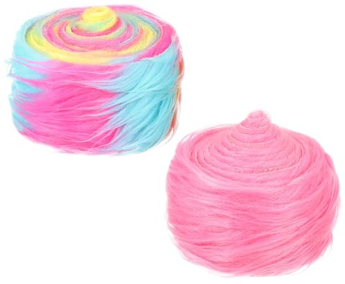 PATIKIL Tiras Precortadas de Tela de Pelo Sintético Esponjoso, 2 Pcs 59 x 2 Cinta de Pelo Sintético Esponjoso para Manualidades DIY Barba de Gnomo de Navidad Halloween, Rosa, Iridiscente