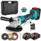 Battery Angle Grinder Cordless Power Tools - 125 mm Angle Grinder 8500 RPM Brushless Motor Metal Grinder, with 3 Saw Blades Cutting Discs (Incl. 2 Batteries)