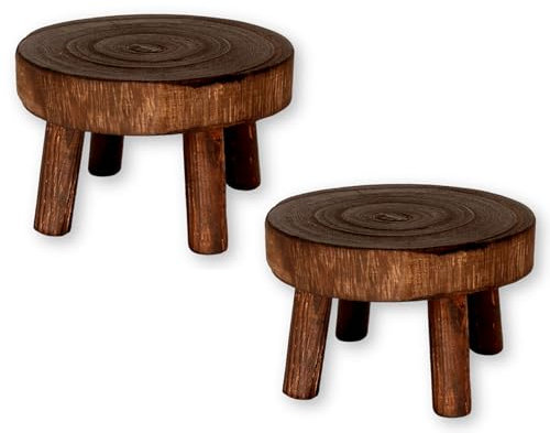 MerwDeeyt Wood Plant Riser Stands 20×9cm Decorative Bonsai Stool Flower Pot Holder for Home Decoration Succulents Flower Display Shelf Office Bonsai Pot Rack Bonsai Holder for Home Garden