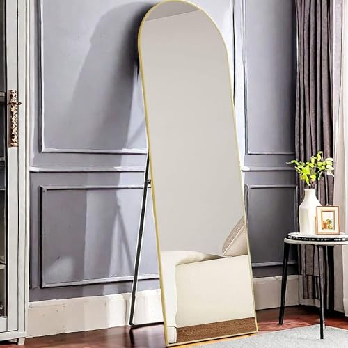 GlasFlength Full Length Mirror with Stand, 59X16 Aluminum Alloy Floor Standing Wall Mirror Hanging or Leaning Against, Body for Bedroom Living Room Dressing Room