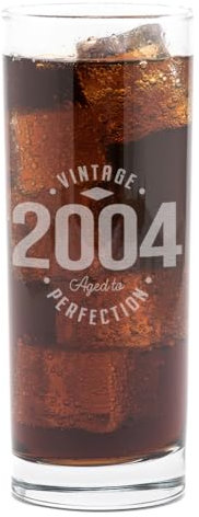 Dust and Things Bicchiere Highball vintage invecchiato alla perfezione, anno di nascita inciso 1934-2007, 25,5 cm (2004)