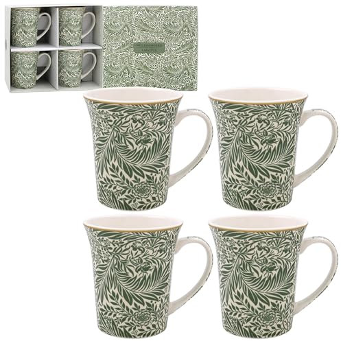 The Leonardo Collection William Morris Larkspur Mugs Set of 4 Kitchen & Home | Stylish Tableware Mug Set of 4 for Every Occasion | Lovely Coffee Cup Set for Mens Gifts & Birthday Gifts for Women