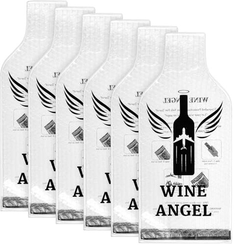 Reusable Wine Protector Travel Bag (6-pack) - Unbreakable Bottle Shipping Sleeve, Leak Proof & Double Layer Wine Bubble Wrap Sleeve, Travel Wine Bags for Suitcase Luggage