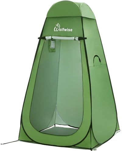 Wolfwise Pop Up Shower Tent with Floor, Portable Instant Changing Tent with Ventilation Window, Privacy Bathroom Toilet for Beach, Camping & Outdoor, Width 47 (120 CM), Height 83 (210 CM), Green