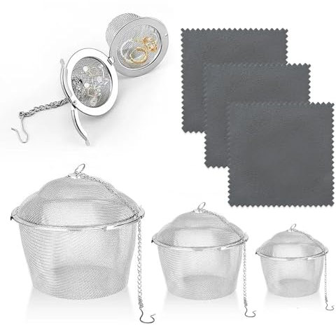 Eowppue Panier de Nettoyage à Ultrasons - Panier de Nettoyage de Bijoux à Ultrasons, Réservoir à Ultrasons avec 3 Paniers de Tailles Différentes, Idéal pour Nettoyer les Bijoux