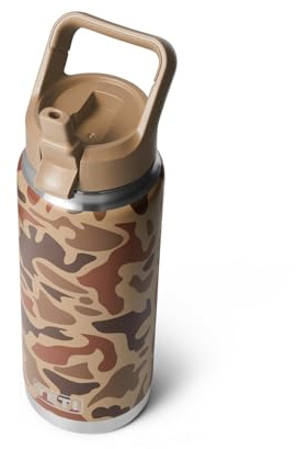 YETI Rambler 26 oz Bottle, Vacuum Insulated, Stainless Steel with Straw Cap, Wetlands Camo