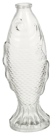 STOBAZA Botella de Vidrio Decorativa Forma de Pez y Corcho para Decoración del Hogar, Contenedor Resistente y Elegante para Flores y Perfumes