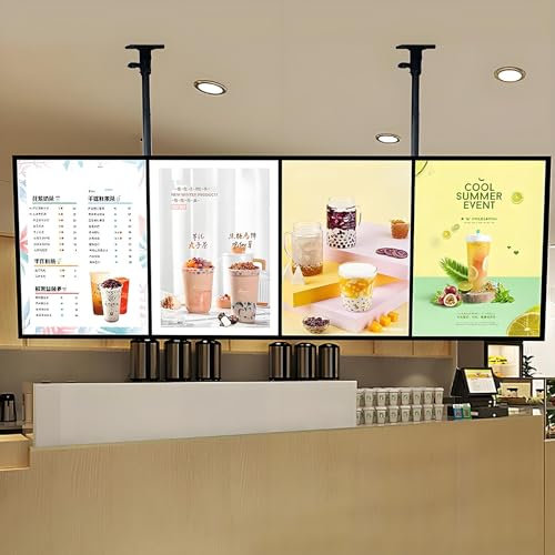 Tabellone per Menu 3D Con Retroilluminazione a LED,Cartellone Pubblicitario Da Parete, Scatola Luminosa a LED in Lega Di Alluminio Ultrasottile Con Chiusura a Scatto,5pcs-50×60cm