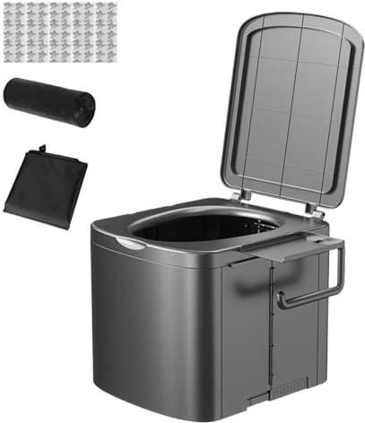 Tragbare Camping Toilette,Ergonomische Campingtoilette - Klappbarer WC Sitz mit Ablage für Reise Auto Erwachsene Kinder