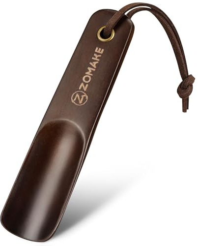 ZOMAKE Calzascarpe, Calza Scarpe Corto Legno 14.5cm, Calzante Per Scarpe Piccolo da Viaggio, Portatile Shoe Horn per Uomini Donne Bambini Legno di Noce (1 Pezzo)
