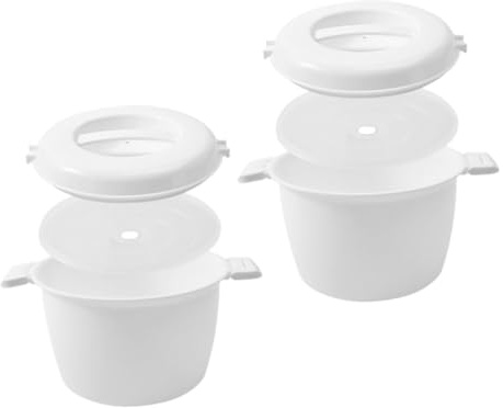 ARTSEWPLY 2 piezas Olla Arrocera Microondas Caja Multifuncional de Plástico Seguro para Cocinar Arroz Sopas y Cereales Resistente Altas Temperaturas para Uso Doméstico