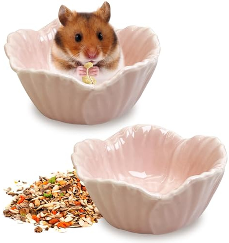 kathson 2 ciotole in ceramica per criceti, criceti nani, porcellini d'India, per piccoli animali domestici, per orsi dorati, ricci, maiali olandesi, pappagalli (rosa)