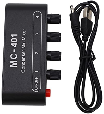Haofy Mezclador Compacto de Micrófono de Condensador con 4 Perillas de Volumen Independientes para Mezcla de Audio de Múltiples Fuentes, Ideal para Entusiastas del Karaoke, Aleación de Aluminio