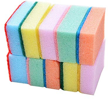 Sponge Scourers Multi-Use No Scratch Scrub Sponge Kitchen Tool for Cleaning Dishes Bowl Pot Pan Multi Color (10Pcs)