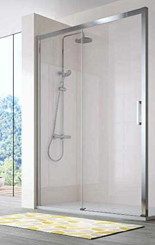 Mampara de Ducha Frontal - 1 Hoja Fija y 1 Puerta Corredera - Cristal de Seguridad de 6 mm - Modelo Cuatrocientos 2 (106-111 cm)