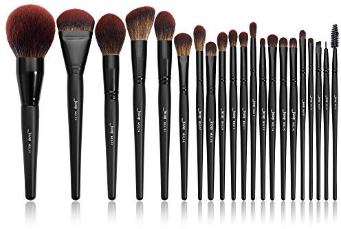 Jessup Makeup Brushes Set Professional 21Pcs Black Complete Collection, Synthetic Hair Mkae up Brushes, Powder Blending Foundation Highlight Contour Concealer Eyeshadow Eye liner Spoolie T271