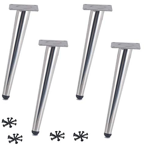 4er Set Möbelfüße Möbelbeine,Metall Sofafuss Tischbeine,Schräger Kegel Schrankbeine Sockelfuß,Rostfreier Stahl Lehrstuhl Fusse,für Couchtische Schränke, Traggewicht 1000KG,15cm-30cm(Silver250mm)