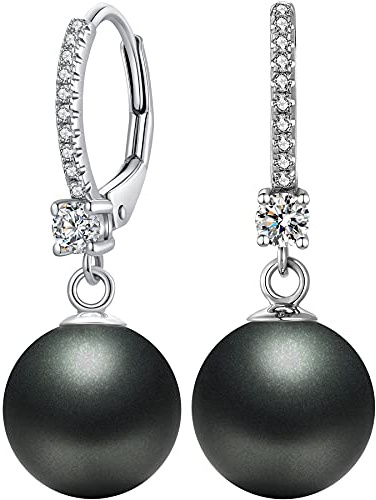 Miaofu Perlenohrringe 18K Weißgold Plattiert 925 Sterling Silber Perlen Ohrringe Hypoallergene Edler Schmuck für Damen Mehrere Farben und Größen