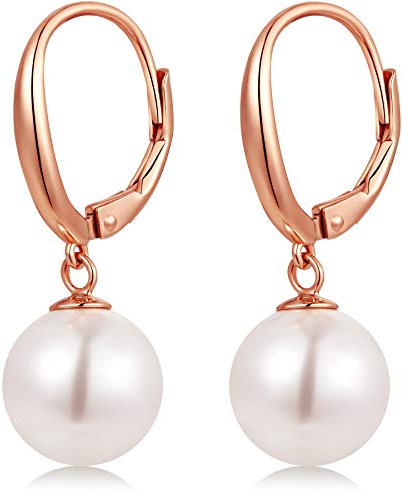 Miaofu Perlenohrringe 18K Weißgold Plattiert 925 Sterling Silber Perlen Ohrringe Hypoallergene Edler Schmuck für Damen Mehrere Farben und Größen
