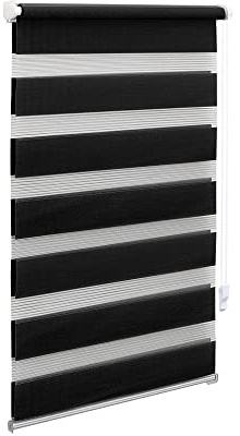 OBdeco Doppelrollo Duo Rollo Klemmfix ohne Bohren B55cm x H130cm(Stoffbreite 51 cm) Schwarz für Fenster lichtdurchlässig und verdunkelnd