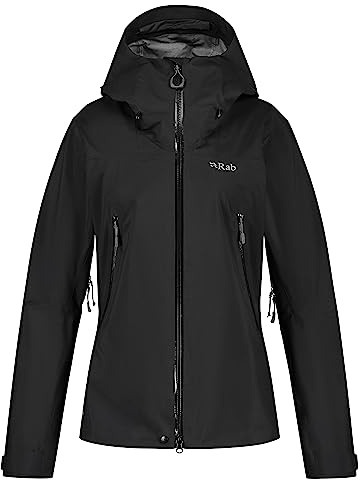 Rab Women's Kangri GTX Waterproof Breathable GORE-TEX Jacket for Hiking, Climbing, & Mountaineering - Black - X-Large