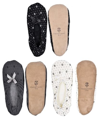 Ozabi - Christian Lacroix premium komfort tofflor, Förpackning med 3 ballerinor 1286, 37 EU