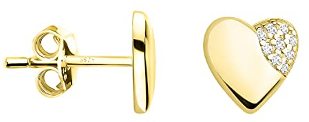SOFIA MILANI - Damen Ohrringe 925 Silber - vergoldet/golden & mit Zirkonia Steinen - Herzen Ohrstecker - E1563