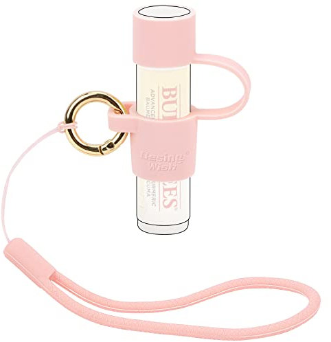 Desing Wish Porte Baume à Lèvres en Silicone avec Capuchon Elastiques Porte Rouge à Lèvres Portable Porte-clé avec Anneau de Clé et Dragonne Supports de Baume à Lèvres pour Femmes Enfants/Ecole/Voyage