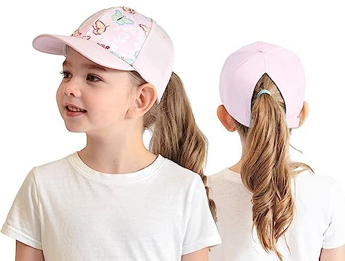 Cysocool Kinder Pferdeschwanz Baseballkappe 3-8 Jahre Mädchen Jungen Golf Visor Basecap Hut Sonnenblende Hut UV-Schutz Schirmmütze Sommermütze Junior Sommerhut Tennis Kappe Sonnenhut Visier UPF 50+