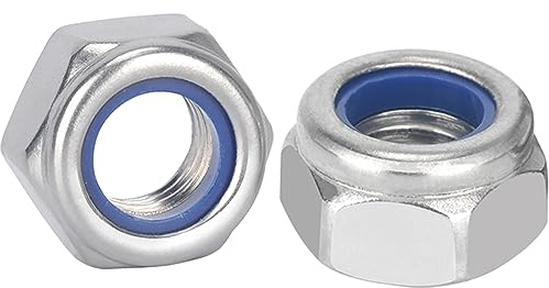 Drenky Sechskantmuttern Edelstahl M6,25 Stück Selbstsichernde Muttern Sechskant DIN 985 Edelstahlmutter Standard A2 V2A Kontermuttern M6 Metrisch Gewinde