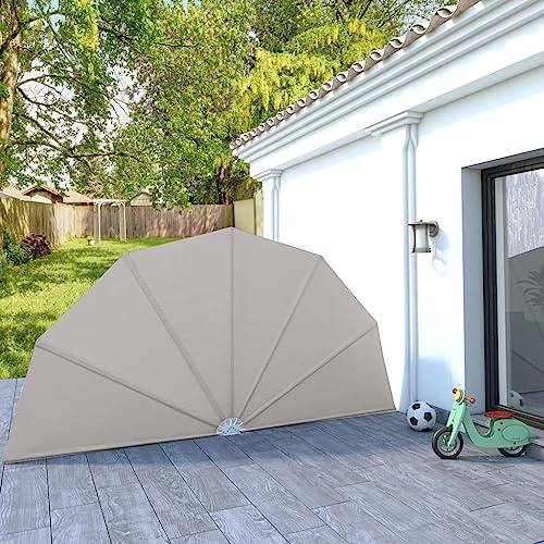 KTHLBRH Abanico lateral plegable para terraza, color crema, 200 cm, protección visual para vallas, toldos de balcón, privacidad y decoración elegante para tu balcón