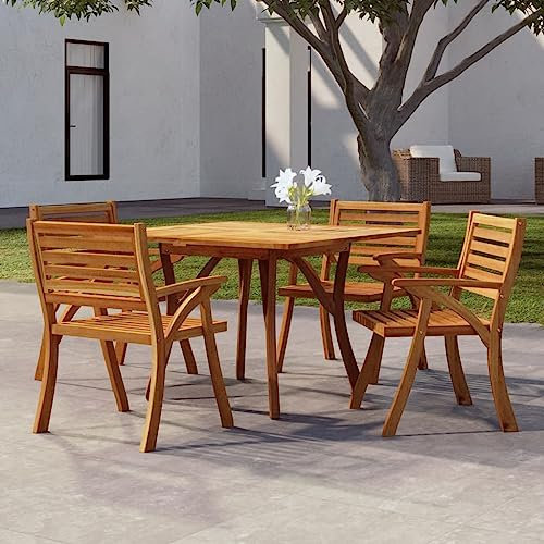 AUVYI Mesa de jardín de 110 x 110 x 75 cm, madera maciza de acacia, marrón, mesa auxiliar para exteriores, mesa de balcón, mesa pequeña, mesa de café, mesa de camping, mesa de sofá, salón, comedor,