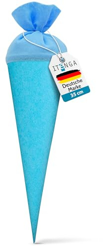 itenga Petit sac d'école de bricolage, pour frères et sœurs, 35 cm, rond, avec fermeture en feutre (bleu clair/bleu pacifique)