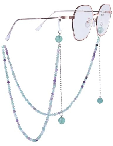Nupuyai Brillenkette mit Kristallsteinen, für Damen, Sonnenbrillenkette, Leseglaskette, Halter, Perlen, Glaskette, Gesichtsmaskenkette, multi, 29.5-30