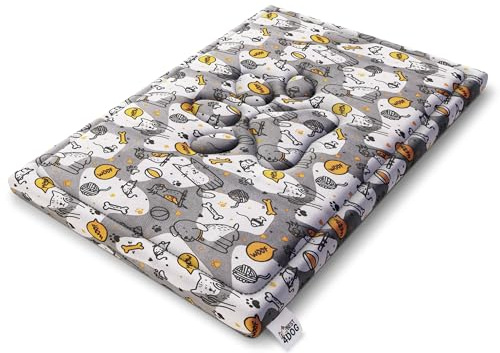 FDM Luna Hundebett Mittelgroße Hunde 100x70 cm Wasserdicht rutschfest Hundekissen Polyurethanschaum mit Memory-Effekt Abnehmbarer Bezug Waschbar Grau/Gelb