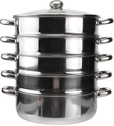 HLUONGTN Fondue Sets Steamer Pot 5 Tier Stainless Steel Steamer Pot Steaming Pot/Stainless Steel/30X41Cm