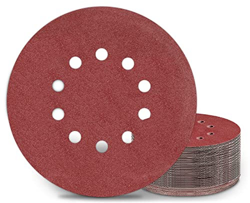 SZTVECFW 225mm Sanding disc 10 Pcs 10 Hole Hook and Loop Grit P150 Sanding Pads 9 inch Sandpaper for Drywall Sander Long Neck Sander Sanding Giraffe(120,D)