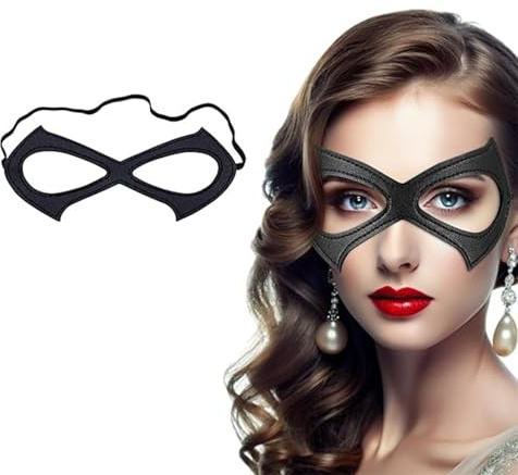 Dinghao Catwoman Masque de chat en cuir noir Masque de super-héros pour femme Halloween et cosplay