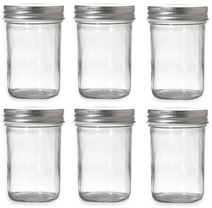 Hniuyun Mason Jars 8 oz, 6 Pack 240ml Canning Jars Jelly Jars With Regular Lids, Clear Glass Storage Containers for Fermenting, Pickling, Overnight Oats, Jam, Shower Favor