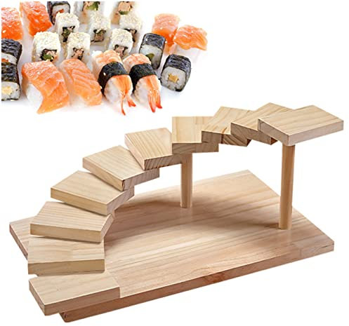 Juego de bandejas para servir sushi, plato de madera para sashimi para restaurante o servicio de catering