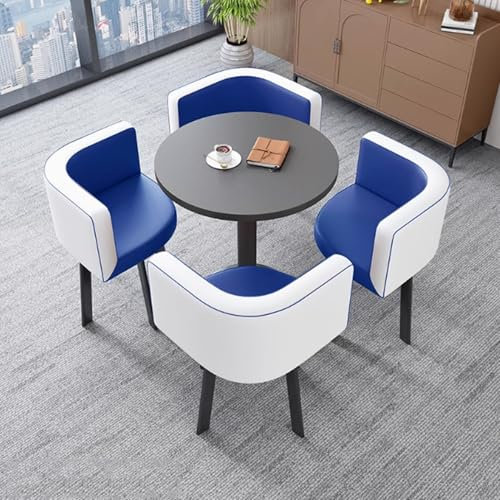Modernes Büro-, Empfangsraum, Club-Tisch-Set, runder Konferenztisch, Business-Konferenzraum, Tisch und Stuhl-Set, kleine Küche, Esstisch, platzsparendes Design, 2 orange + 2 dunkelgrau, 60 cm
