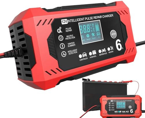 Caricabatterie di mantenimento per batteria per auto, caricabatteria per autoveicoli - Mantenitore di batteria per caricabatterie automatico per autoveicoli 12V 6A,Caricabatterie di mantenimento con d