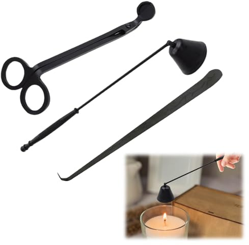 Apagador de velas y recortador de mechas, kit de cuidado de velas, tijeras, llega profundamente a las velas para cortar el cable gastado, dispensador de mecha con paquete de regalo para los amantes de