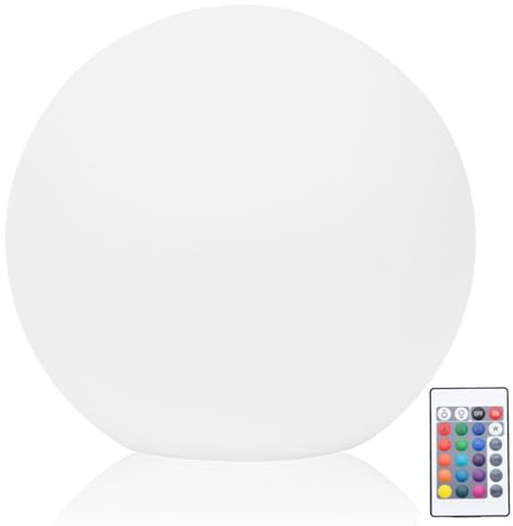 Veesper 8 Inch Dia. Solar Ball Lights Outdoor, Rechargeable Globe Lamp with 16 Color Modes & Remote Control, Waterproof Impact-Resistant Night Light for Lawn, Patio, Pond & Garden
