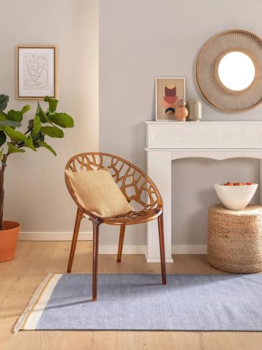 benuta Pop Wollteppich Karla - Blau 70x200 cm - Baumwolle,Wolle - Läufer & im Style: Uni, Hygge & Cozy, Minimalistisch - Pflegeleicht für Wohnzimmer Schlafzimmer